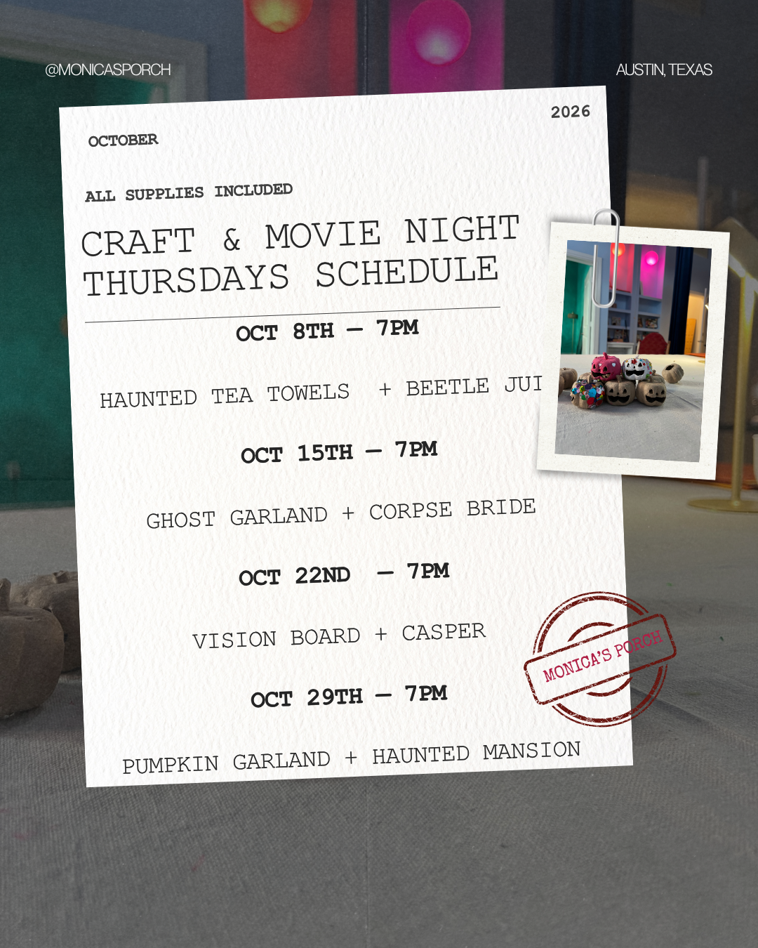 Movie & Craft Night: Halloween Edition | Austin Texas